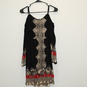 Angie Black Boho Cold Shoulder Dress Size Large